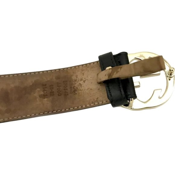 942189BB (S1) Gucci Belt Interlocking Black Leather - Picture 5 of 9